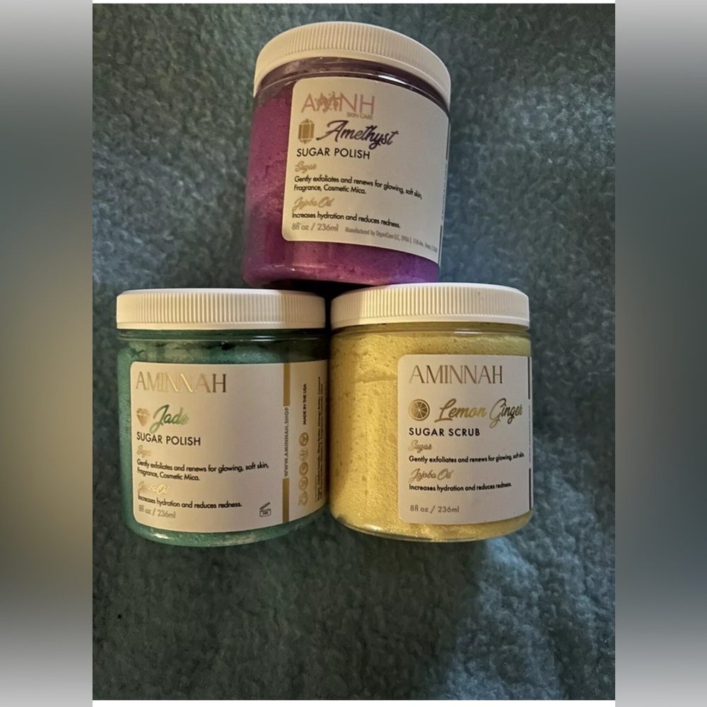 Aminnah Skincare Amethyst Sugar Scrub, Lemon Ginger & Jade - 236ml/8fl oz